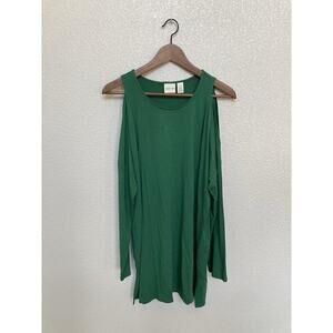 Chicos zenergy green cold shoulder tunic long sleeve casual athletic size 2